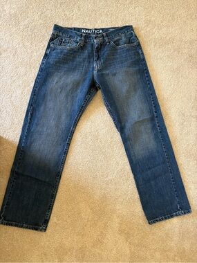 Nautica Men's Blue Relaxed Straight Jeans